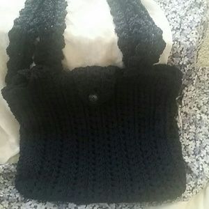 Dark Blue hand made crochet shoulder bag